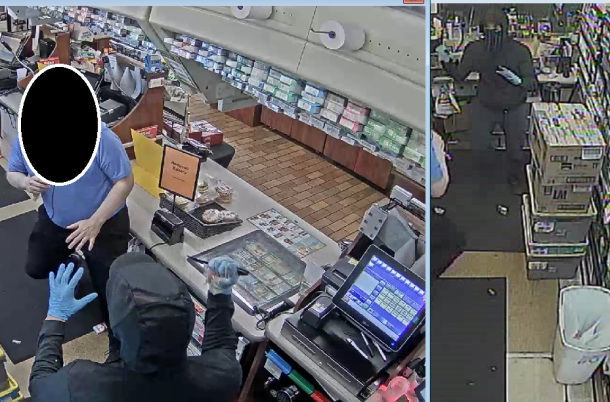 Suspect threatens clerk